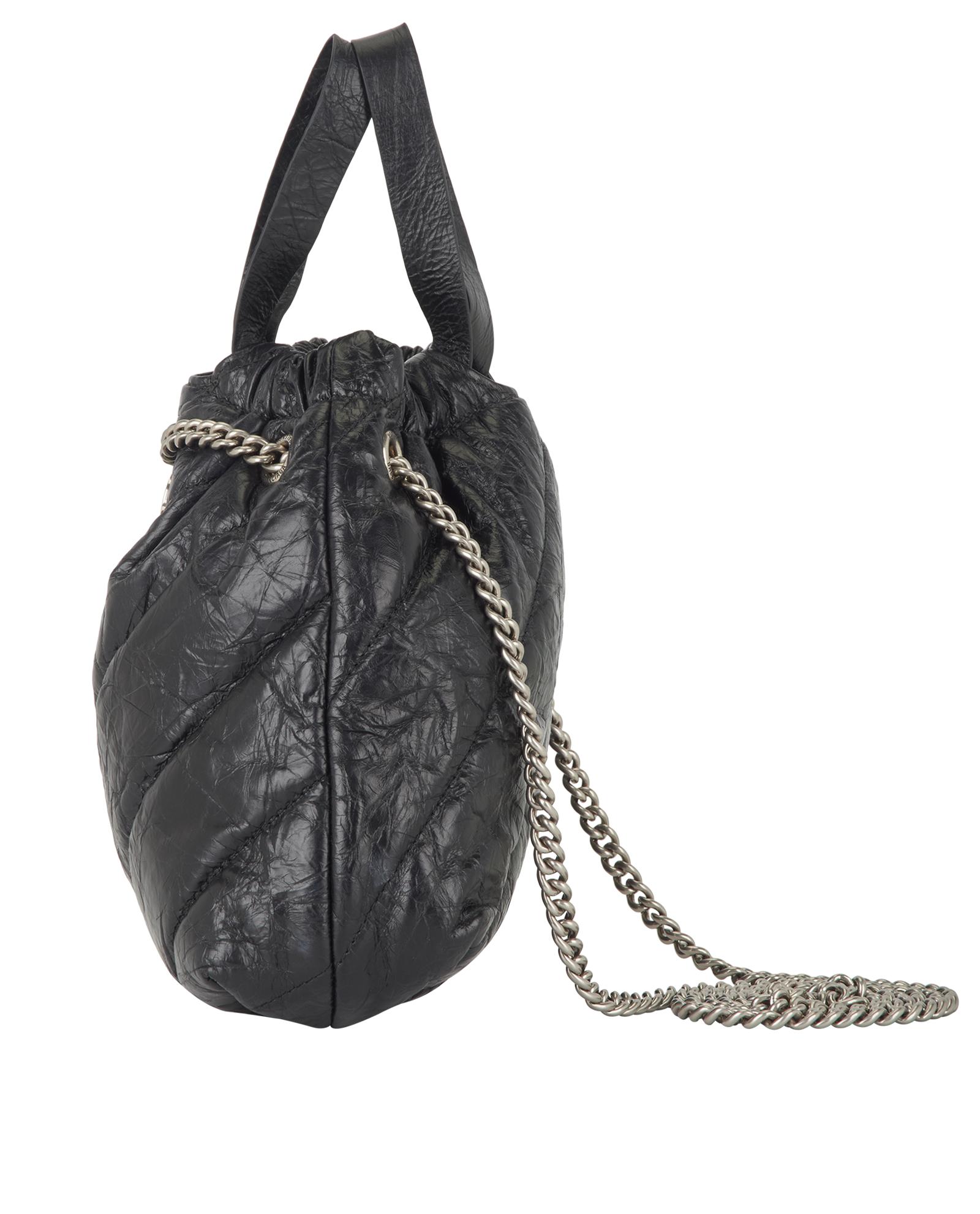 Quilted Crush XS Tote, &pound;650, Handbags, Black, Leather, Bottom view